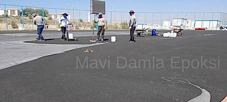 Asfalt üzeri hibrit epoksi zemin kaplama uygulaması