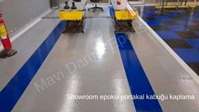 Showroom epoksi portakal kabuğu desenli kaplama uygulaması